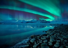 Aurora Boreal sobre Jokulsarlon